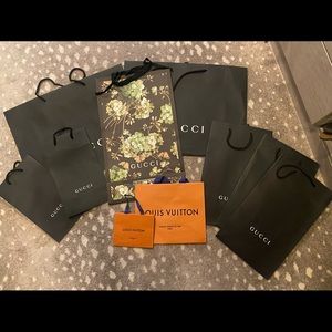 Gucci and Louis Vuitton bags